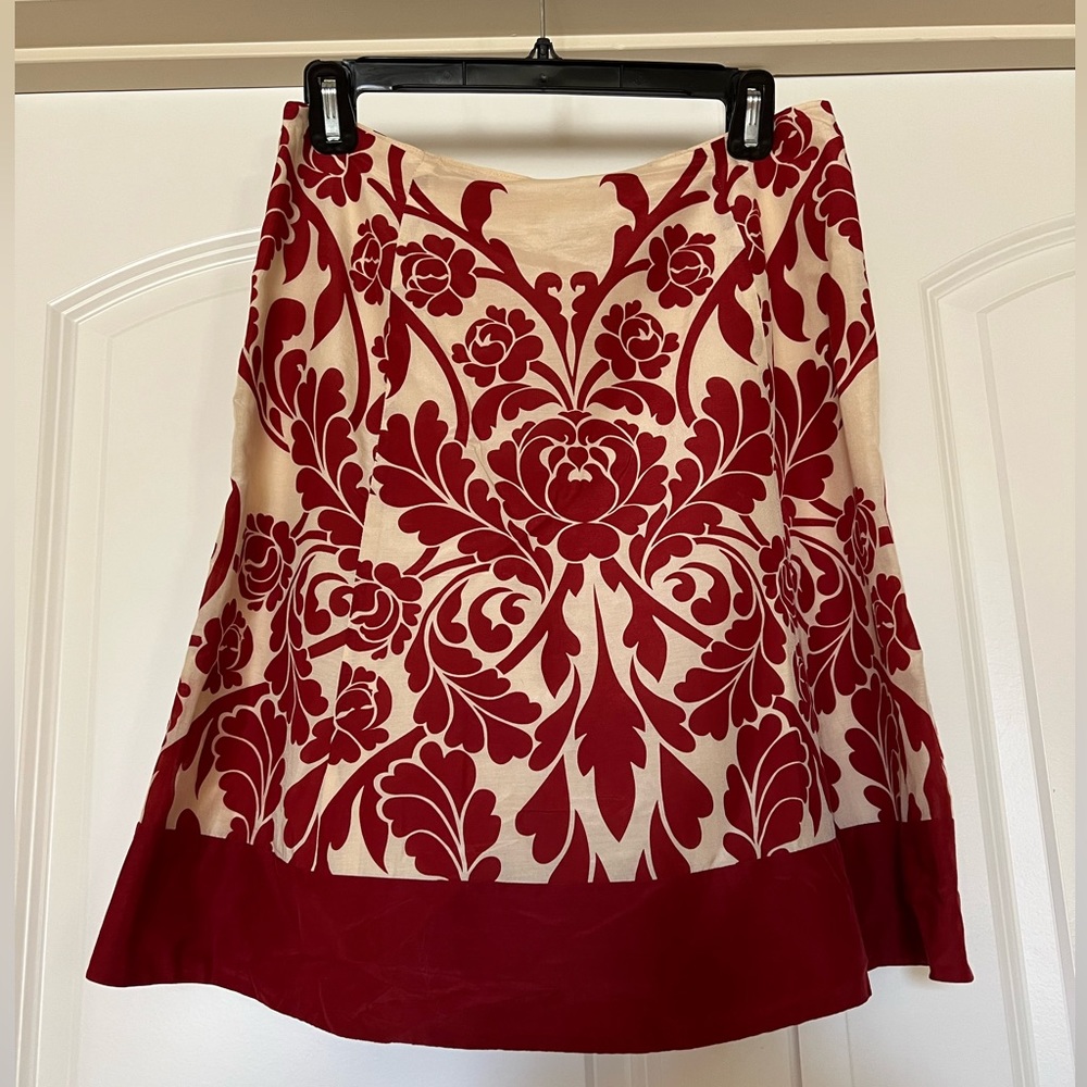 Ann Taylor Cream and Red skirt Size 4P